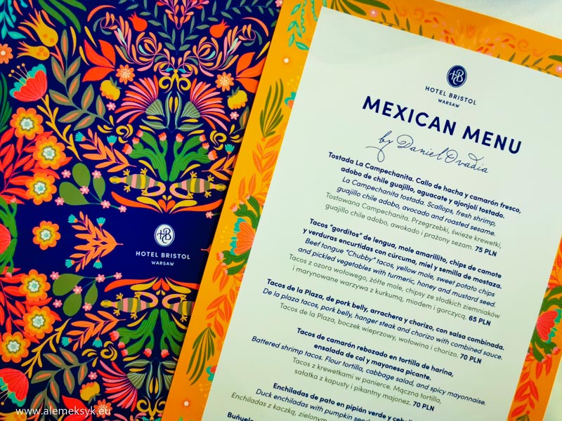 menu meksykanskie bristol hotel b 1